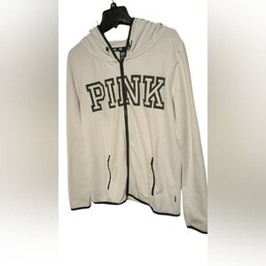 PINK White Zip-Up Hoodie